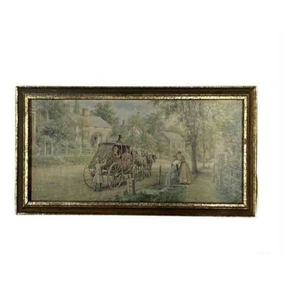 Vintage Home Again Print by Edward Lamson Henry Early America Life Framed 13x7 - Picture 1 of 4